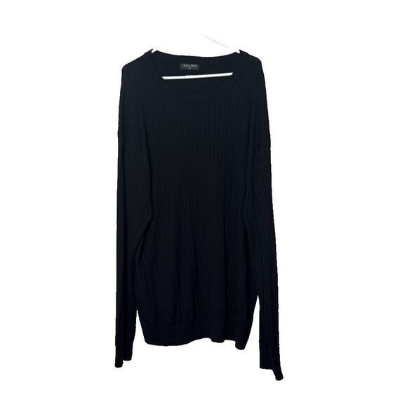 KALLSPIN Sweater Mens 4XL Crewneck Pullover Black Wool Blend Cable knit - Picture 1 of 8